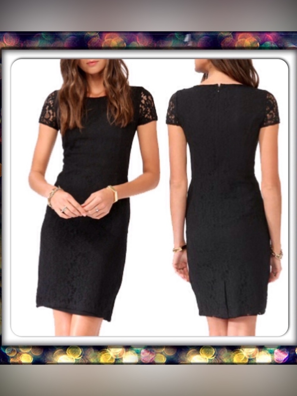 {Forever 21} Essentials Black Lace Short Sleeve Shift Mini Dress LBD
